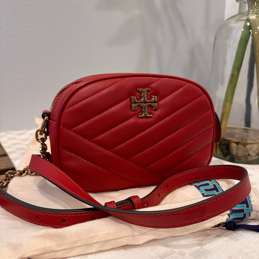 Tory Burch Red Kira Chevron Crossbody Bag